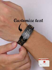 1 pieza Pulsera elástica médica personalizada de doble cara, adecuada para hombres, mujeres y unisex, con texto/foto/nombre grabado por láser, regalo personalizado para amigos, mamá, papá, novio, profesionales médicos - Anillo interior/exterior - Ver 2