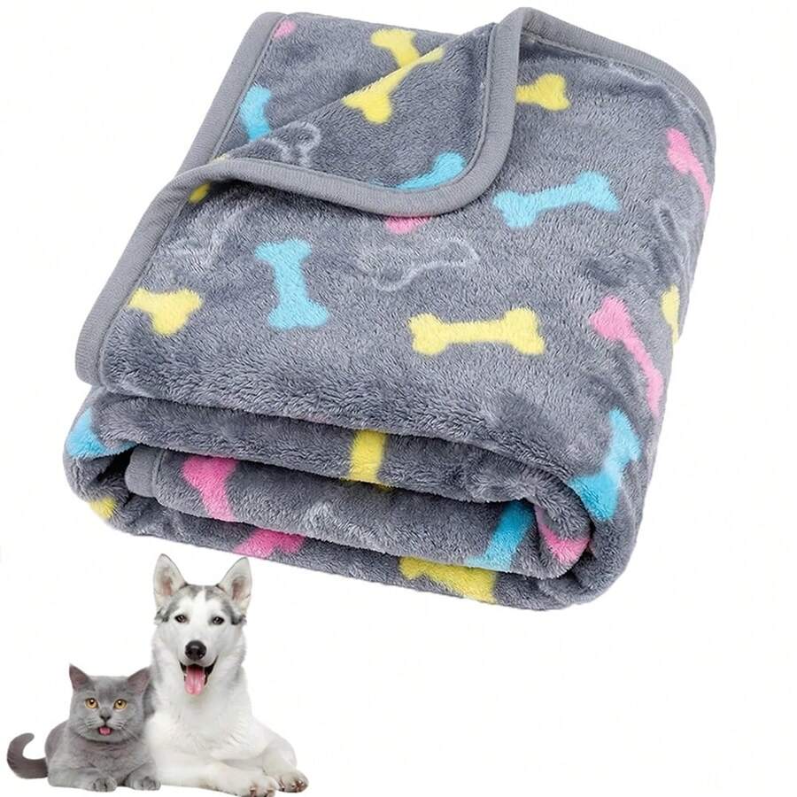 柔软毛绒宠物毯，可水洗狗/猫床罩，适用于狗笼以及小型/中型/大型犬猫 - L-104x76cm - 查看 1