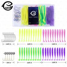 QXO 55 mồi câu cá mềm/hộp, lưỡi câu cong 5.5cm, mồi silicon đóng hộp, mồi giả bơi, mồi câu cá nước mặn dạng ruy băng, bộ mồi giả bơi. - Nhiều màu - Xem 4