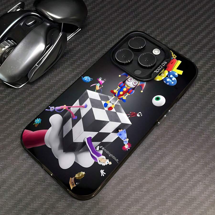 Tema de circo digital  rojo, azul y amarillofunda de teléfono Fundas compatibles con ,Apple,VIVO,OPPO,,, y Honor.Fabricadas en silicona TPU,ofrecen protección contra golpes y caídas. - Negro - Ver 1