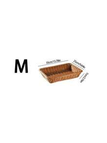 1 Rectangular Wicker Bread Basket, Handmade Brown Fruit Basket, Suitable For Storing And Displaying Bread, Vegetables, Fruits, Snacks, And Handicrafts, Imitation Wicker Fruit Basket, With Multiple Specifications To Choose From - Brown - View 16