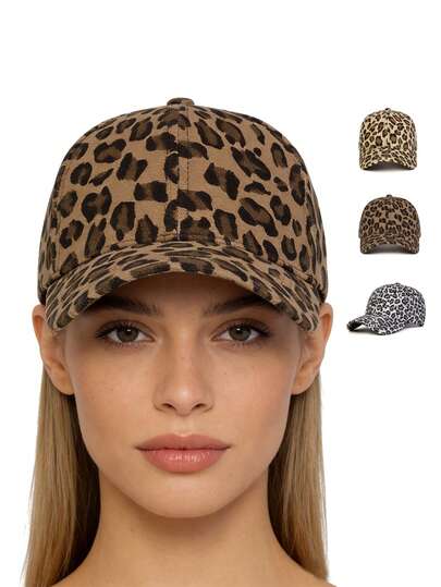 Women's Leopard Print Baseball Cap, Street Fashion Hat, Adjustable Casual Cap, Suitable For Outdoor, Travel, Beach And Spring/Autumn Seasons,Summer