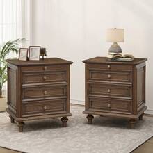 Farmhouse Nightstands Set Of 2 With 4 Drawers, Wood Storage End Table With Hidden Pull-Out Shelf, 4 Solid Wood Feet & Metal Handles, Easy Assembly For Bedroom, Walnut Brown - Walnut Brown + Set Of 2 - View 1