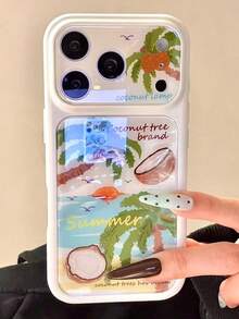 夏季椰树沙滩手机壳，兼容 17 Pro Max、17 Pro、17、16 Pro Max、16 Pro、15 Pro Max、15 Pro、14 Pro、14 Pro Max、16、15、14，简约椰子镜头保护后盖。 - 椰子樹沙灘 - 查看 1