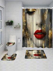 1/4 件套超现实主义抽象浴帘套装,以引人注目的城市艺术设计为特色——都市景观中倒映着一位女性的脸庞、红唇和黑色睫毛,包含 12 个挂钩,采用可水洗涤纶面料,适合现代浴室。 - A - 查看 21