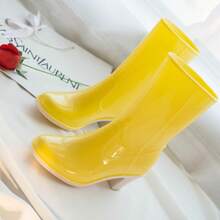 Women Rain Footwear - High Heels, Yellow (no Cotton) - View 2