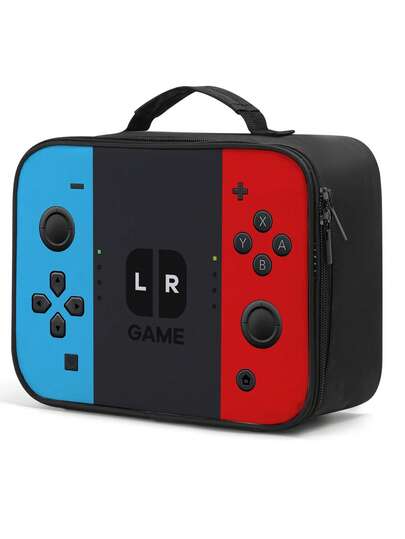 游戏印花方形午餐包，游戏玩家午餐盒包，探险家午餐手提包，手提包，化妆包，冰袋，大容量持久保温午餐盒包，轻便易清洁午餐盒包，适合儿童和青少年，适用于日常通勤、上学、工作、户外活动、露营、野餐、旅行，儿童和青少年礼物