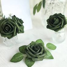 7/12/17/22/27PCS Artificial Flowers, Foam Roses With Stems, Suitable For DlY Wedding Bouquets, Bridal Shower Centerpieces, Floral Arrangements, Party Table Decor, Home Decor (OPP Bag Packaging, No Box) - Green - View 6