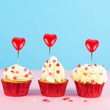 10pcs Red Heart Cake Decorations, Cake Toppers - A - View 5