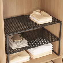1pc Heavy Duty Adjustable Height Wardrobe Shelf, Space-Saving Multi-Tier Metal Storage Rack, Easy Installation, Metal Material, Bedroom Closet Organizer, Expandable Multi-Layer Design, Vertical Storage Rack Suitable For Clothes & Shoe Cabinet - Multicolor - View 9