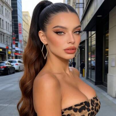 32-Inch Long Wavy Ponytail Clip, Multi-Layer Heat-Resistant Synthetic Fiber, Wavy Curly Heat-Resistant Fiber Wig, Unisex, Easy To Wear, Suitable For Women's Parties, Holidays, Music Festivals, Gatherings, Daily Wear, Hair Salons, Cosplay, Weddings, Y2K, Lolita, JK Style, Suitable For Thin Hair, Beginners And All Skin Tones, New Year And Valentine's Day Gift, Hair Accessory