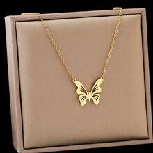 Dây chuyền thép không gỉ tinh tế, thanh lịch với mặt dây chuyền hình bướm, kiểu dáng choker, vòng cổ thời trang sang trọng dành cho nữ, quà tặng bạn bè. - vòng cổ - Xem 3