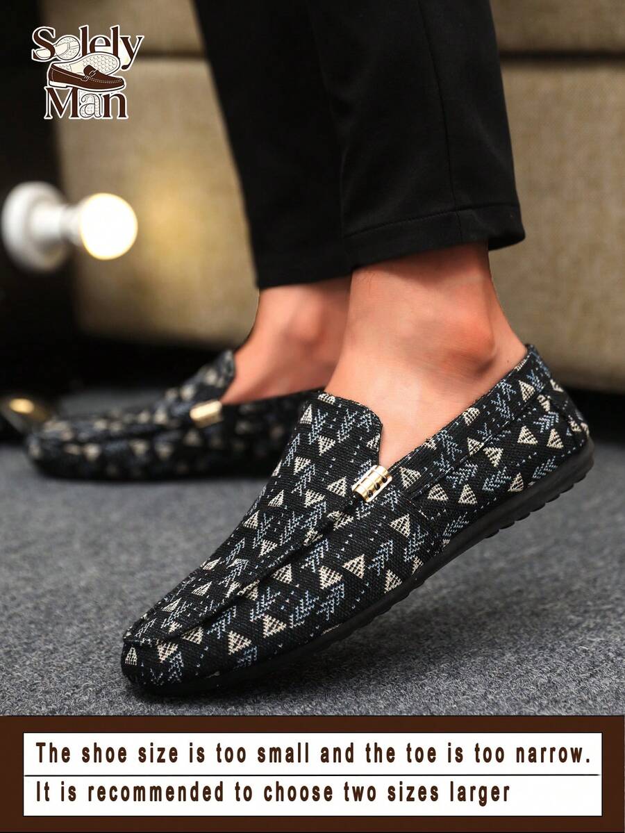 男士乐福鞋、莫卡辛鞋、休闲一脚蹬船鞋、宽松鞋、皮鞋、软底帆布甲板鞋、平底鞋、黑色正装鞋(尺码偏小偏窄,请选购大一码) - 黑色 - 查看 1