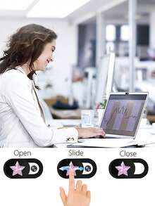 3件装粉色爱心蝴蝶水晶效果摄像头保护壳，兼容手机和电脑镜头，防水防震防摔防刮防指纹全包保护壳 - 彩色 - 查看 3