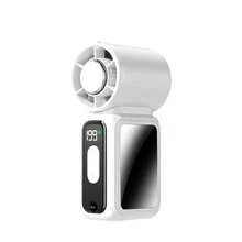 Qixinke Mini Handheld Turbo Fan, Integrated Multifunctional Design With Fan And Ice Compression Cooling, Built-In Makeup Mirror And LED Lighting. Supports Stepless Speed Adjustment, Adjustable Speed Levels From 1 To 199. Equipped With 3600mAh Rechargeable Built-In Battery, Maximum Speed Up To 17,000 RPM. Perfect For Travel, Outdoor Activities, Home And Office Use. - Handheld - View 15