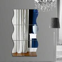 Espejo adhesivo de acrílico para pared, pegatina decorativa moderna de espejo cuadrado ondulado - Unitalla - Ver 12