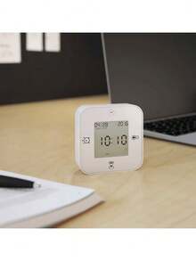 IKEA Reloj despertador luminoso y silencioso de estilo nórdico de 7 cm, decoración de escritorio cuadrada blanca multifuncional con termómetro y temporizador - Blanco - Ver 4