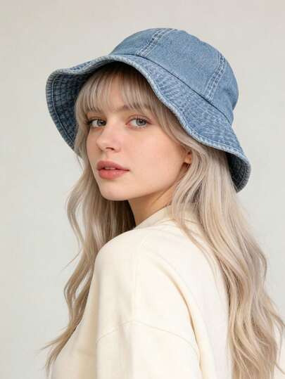 1pc Women's Solid Color Casual Bohemian Retro Palace Style Party Cute Street Elegant Polyester Solid Color Windproof Decorative UV Protection New Fashion Ladies Solid Color Bucket Hat, Spring/Summer