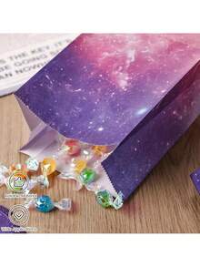 24个/套 星空主题派对礼品袋，带贴纸 - 色彩鲜艳的宇宙图案纸袋，适合装糖果、派对小礼物和装饰品，是太空主题庆祝活动、派对用品和活动必备品的理想之选。 - 多款 - 查看 7