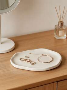 2/1pc Asymmetric Cloud-Shaped Ceramic Tray, Nordic Style Jewelry Storage Tray, Decorative Plate For Jewelry Collection, Jewelry Display Tray, Gift For Woman, Home Decoration, Bedroom Decoration Small Ceramic Item Tray - Multicolor 2 - View 2