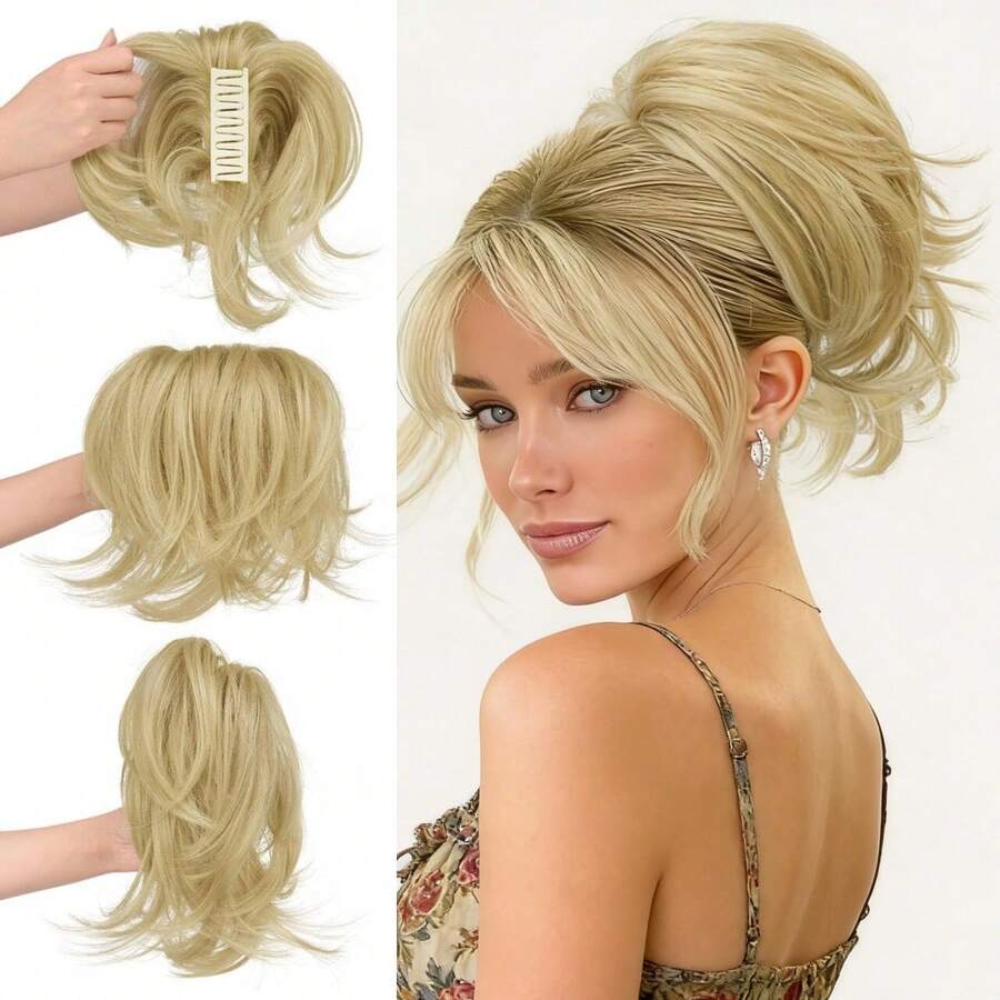 Synthetic Extensions - สีบลอนด์เทาอ่อน มีไฮไลท์สีทองอ่อน - ดู 1