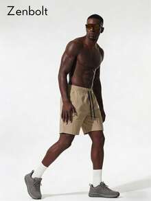 ZULIZ Quần short thể thao nam Zenbolt kiểu cargo, có dây rút. - Màu Khaki - Xem 2