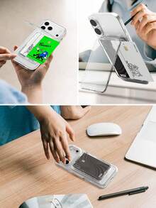 MagSafe 透明磁吸支架钱包式手机壳，适用于 ，带 2 个卡槽，双强磁防摔保护壳 - A - 查看 8