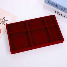 Velvet Jewelry Tray, Necklace & Ring Display Tray, Stackable Organizer, Jewelry Storage Tray - Burgundy - View 12