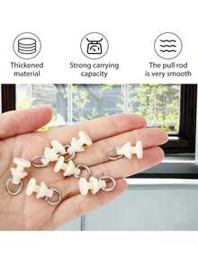 30 Sets Top Mount White Ceiling Curtain Track Roller Accessories Suitable For Living Room, Bedroom, Shower, Bathroom Curtains And Hooks. Curtain Roller Accessories. Room Divider. - White - View 6