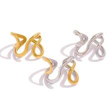 Frminee 3pcs/1pc Vintage Thick Geometric Stainless Steel Rings, Minimalist Hollow Geometric Asymmetric Design Stackable Rings, Casual Versatile, Perfect Gift For Her, Suitable For Teenagers - Multicolor 2 - View 8