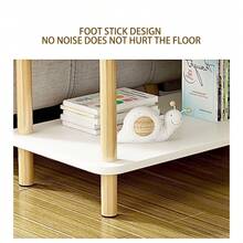 Square Wooden Side Table With Two Levels, Compact Sofa Table Featuring A Storage Shelf, Industrial-Style Nightstand Suitable For Living Rooms And Bedrooms, In White Color - trắng - Xem 3