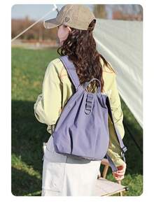 2026 Nueva mochila versátil de moda para mujer, mochila casual y sencilla de doble hombro, bolsa de nailon resistente al agua - Púrpura crepuscular - Ver 2