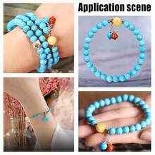 50/100 hạt ngọc lam tự nhiên tròn 8mm, hạt rời kèm dây chun, dùng để làm vòng tay và vòng cổ. - Màu xanh lam - Xem 8