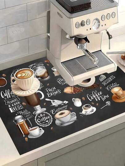 1pc Coffee Maker Kitchen Countertop Drip Pad, Water Dispenser Strong Absorbent Pad, Insulation Coaster, Oil Resistant Table Mat,Coffee Bar Mat Accessories For Countertop Super Absorbent Anti-Slip Silicone Dish Drying Mats For Kitchen Counter Draining Pad Decor Gift Fit Coffee Maker Coffee Pot Espresso Machine Christmas For Holiday Gift Giving