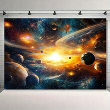 2D平面，1幅，大型星系宇宙行星系统艺术帆布画，适用于客厅、卧室、办公室和家居装饰，2D涤纶材质墙挂画 - 17 - 查看 6