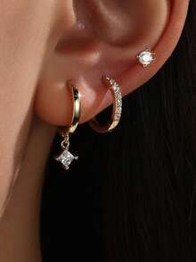 Bộ 3 khuyên tai vòng nhỏ ôm sát tai dành cho nữ, không gây dị ứng, mạ vàng 14K, có thể đeo chồng lên nhau cho nhiều lỗ xỏ khuyên, trang sức khuyên sụn tai nhỏ nhắn, nhẹ nhàng, xinh xắn, là món quà trang sức lý tưởng. - bông tai - Xem 7