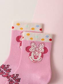 Disney 10/5 双装儿童袜子，艾莎公主冬季保暖中筒卡通袜，透气男女童校袜 - 彩色 - 查看 10