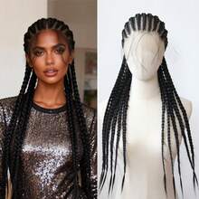 ZigZag Hair Tóc giả ren phía trước bện chất lượng cao - Với đường chân tóc được tỉa sẵn mềm mại, tóc giả ren phía trước bện tổng hợp màu đen hoặc nâu đậm, sợi tổng hợp chịu nhiệt, phù hợp để sử dụng hàng ngày, đi nghỉ lễ, dự tiệc, cosplay, Halloween. - Nhiều màu - Xem 6