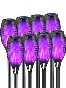 6/4/2/1pcs 12LED Solar Flame Torch Lights, Automatic Switch Flashing Tiki Lights, Waterproof Outdoor Landscape Lighting Suitable For Garden Path Yard Holiday Decoration, Multiple Colors Available - Multicolor - View 6