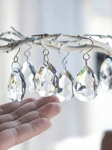 10 lăng kính pha lê hình giọt nước 38mm, bộ phận mặt dây chuyền lăng kính đèn chùm pha lê trong suốt, hạt thủy tinh bát giác kết nối, đèn vòng hoa treo trang trí, trang trí cây thông Noel, trang trí đám cưới và nhà cửa - Trong sáng - Xem 11