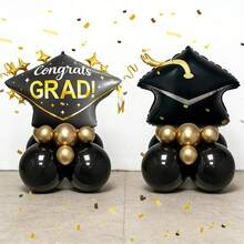32pcs Graduation Cap Pillar Balloon Set, Includes INS Style Graduation Cap, Black Graduation Cap, Latex Balloons, Suitable For Graduation Party Decor, Graduation Celebration, 2026 Graduation Atmosphere Decor - Multicolor - View 3