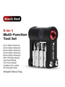 WEST BIKING Multifunctional Portable Bicycle Repair Tool Set With Hidden CO2 Fast Charging Air Inlet And High-Strength Screwdriver Combination Tool - Multicolor - View 14