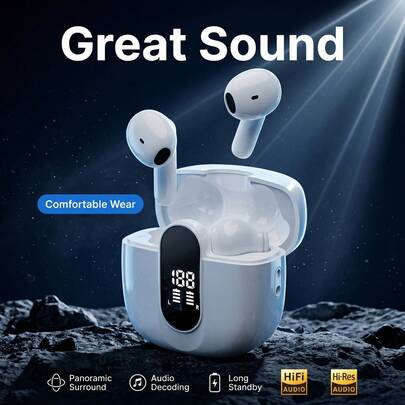 NEW SENYANG 森阳新款2026真无线半入耳式运动音乐耳机迷你耳塞TWS HIFI低音蓝牙耳机立体声高清通话立体声耳机适用于安卓和苹果手机游戏耳机智能情侣耳机礼品