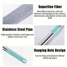Herramientas de limpieza de cama, plumero de hogar, colector de polvo, agente de limpieza, herramientas de eliminación de polvo, escoba para eliminar el polvo - 3 piezas de tela + 1 asa - Ver 6