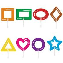 hoojojo 8Pcs Shape Flash Cards Handheld Paddles – Color & Shape Recognition Educational Toy, Learn English Words Classroom Interactive Teaching Aid,Back To School - Multicolor - View 13