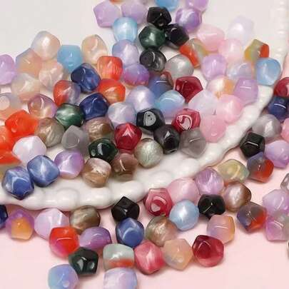 30 hạt nhựa hỗn hợp hình bát giác, nhiều mặt, nhuộm màu chuyển sắc, hình dạng không đều, phụ kiện làm vòng tay DIY.