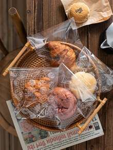 100/200 túi đựng bánh mì trong suốt, túi đựng thực phẩm, túi tự dán đựng bánh donut, túi đựng bánh mì - Túi nhựa trong suốt bảo quản thực phẩm cho bánh mì tươi, đông lạnh, bánh mì sandwich và bánh donut. - Trong suốt - Xem 10