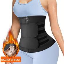 1pc Sauna Effect Waist Trimmer, Sweat Neoprene Rubber Waist Trainer Belt For Workout - Zipper Double Belt - View 24