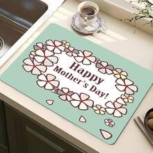 1pc Vintage Floral Blotter - Multipurpose Absorbent Pad For Mother's Day Decor, Polyester Waterproof Countertop Protector Mat For Kitchen, Dining Table, Washing Machine, Bathroom Vanity, Coffee Machine, Party Supplies To Add Happiness To Home - Red Flower Heart Frame - View 1