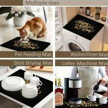1pc Carnation Hug Design - Multifunctional Absorbent Pad, Polyester Waterproof Table Protector Mat For Kitchen, Dining Table, Washing Machine, Bathroom Vanity, Kitchen Accessories, Party Supplies, Adds Happiness To Home - Carnation's Embrace - View 10